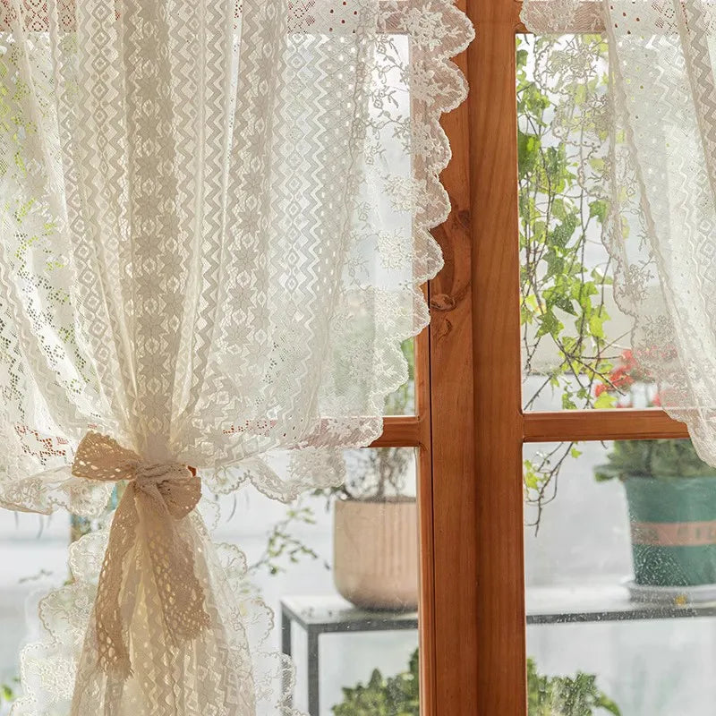 Obbty French Romantic Lace Gauze Curtains, White Tulle Curtain for Window, Luxurious Living Room and Bedroom,Country Style, 1 Panel