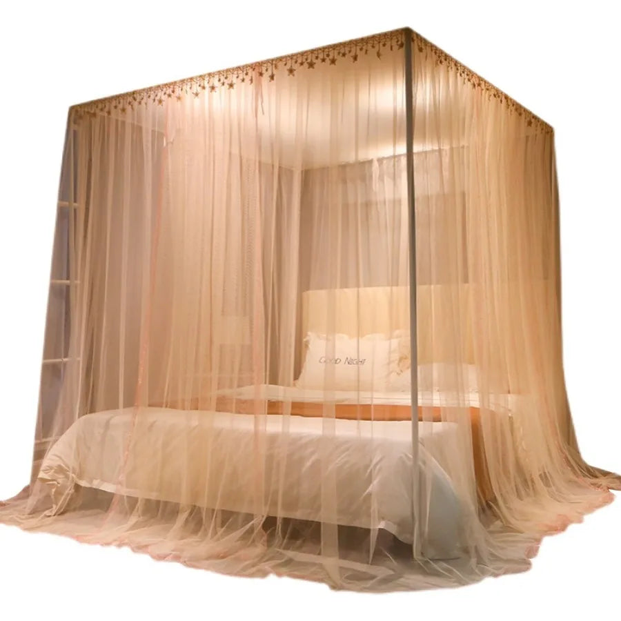 Obbty Princess Mosquito Net Stand Nail Proof Mesh Foldable Mosquito Net Bed Queen Size Protector Lightweight Girls Klamboe Home Decor