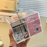 Obbty Kpop Photocard Storage Box Transparent Acrylic Photo Card Organizer Compartment Flip Box Card Case Protector Container Korean