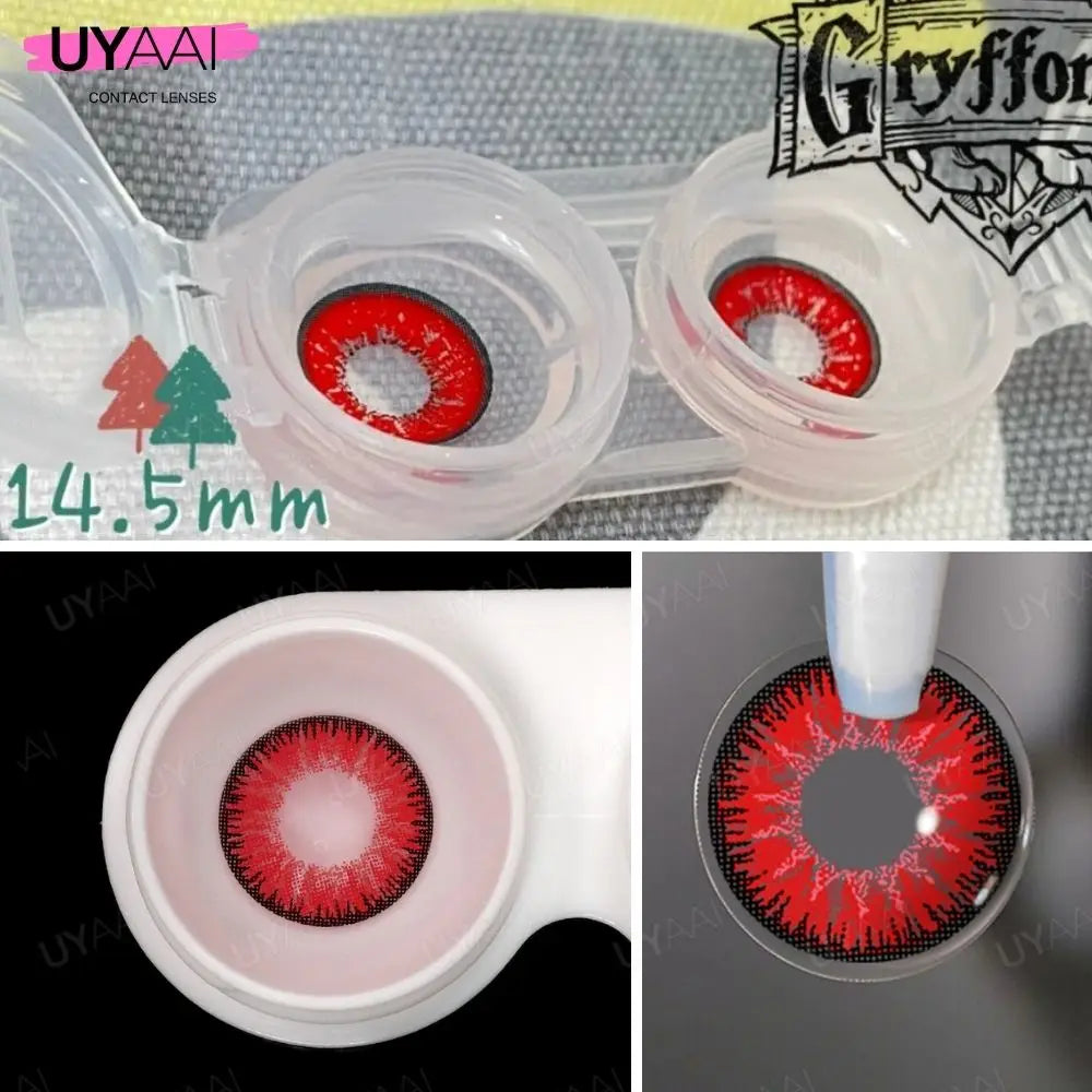 Obbty 1Pair Color Contact Lenses For Eyes Red Set Yearly Lenses Cosplay Anime Beauty Makeup halloween Contact Lenses New Year