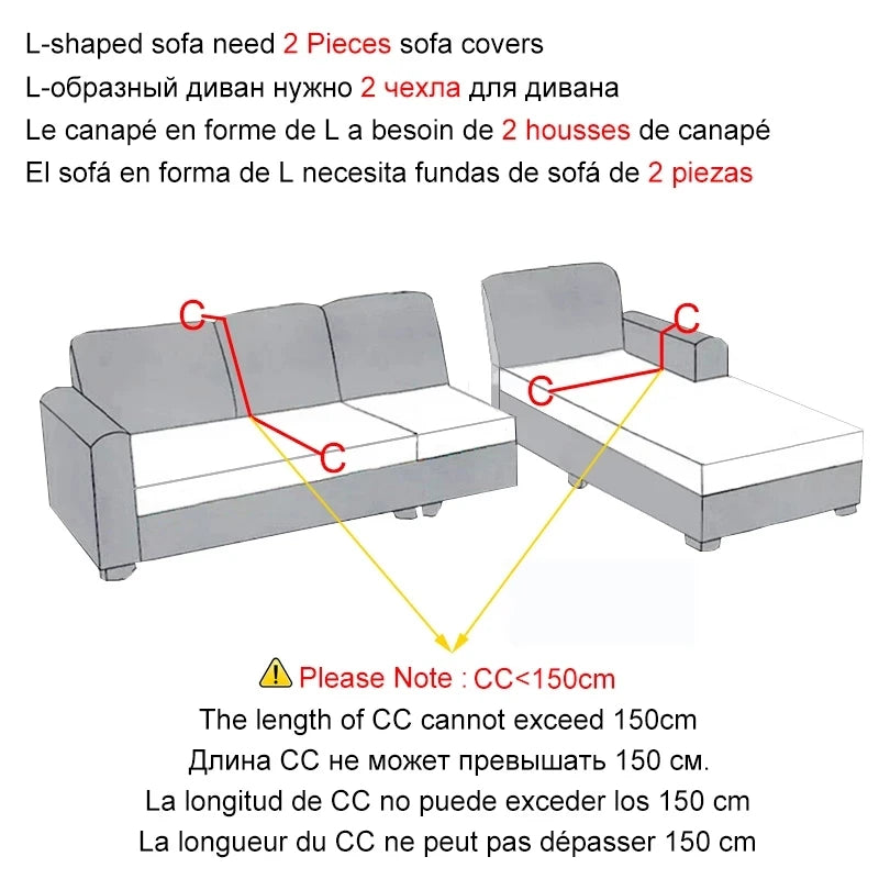 Obbty Elastic Couches Cover for Living Room Livingroom Furniture Decorative Corner Sofa Cover 1/2/3/4 Seater Couch Protect Slipcover