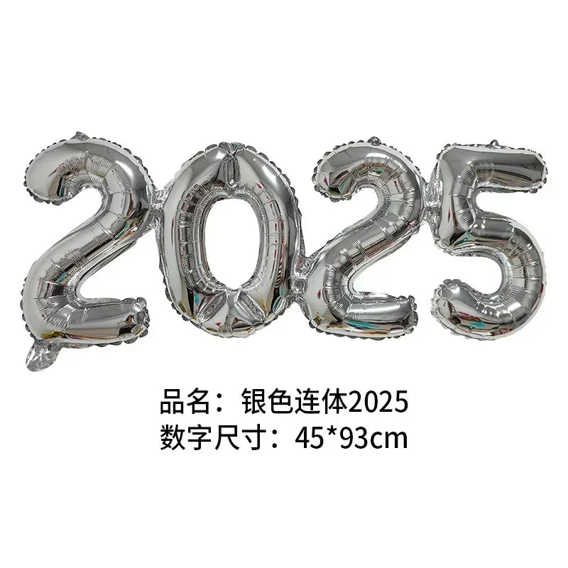 Obbty 2025 Crown Number Foil Balloons Happy New Year Eve Party Decoration Photo Booth Props Supplies Christmas Home Decor Navidad 2025