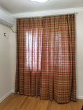 Obbty Classic Plaid Light Flittering Curtains, 100% Cotton Linen, British Lattice, Living Room, Bedroom Curtain, Pastoral Window Drape