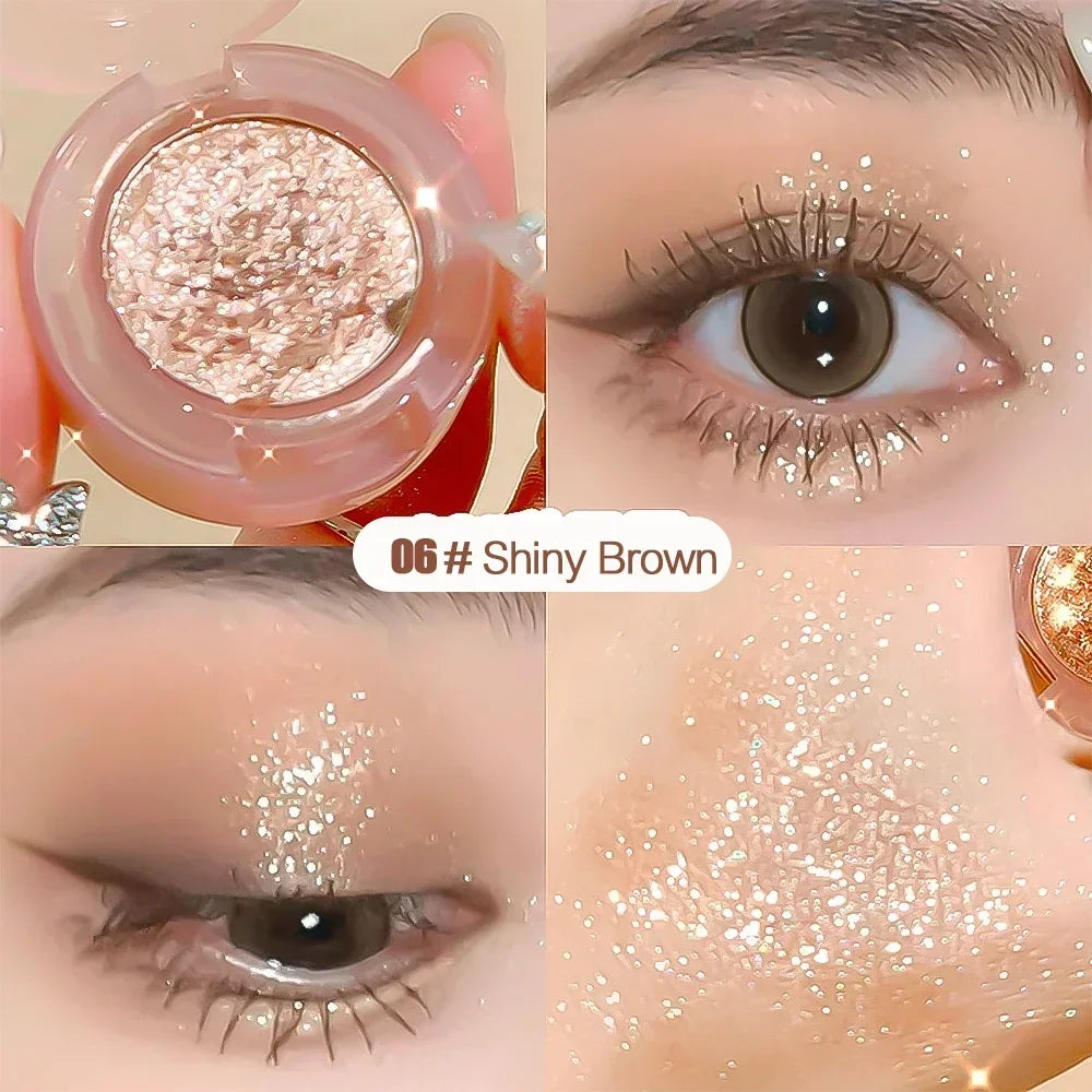 Obbty Diamond Glitter Monochrome Eyeshadow Palette Discoloration Eyeshadow Highlighter Sequins Waterproof Lasting Eyes Makeup Pigments