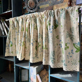 Obbty American Style Retro Idyllic Cotton and Linen Curtains for Kitchen Lace Handmade Beige Leaves Curtains for Living Room  #A321