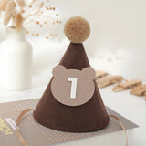 Obbty 1pc Cute Bear Birthday Hat Brown Thick Non-woven Birthday Party Supplies