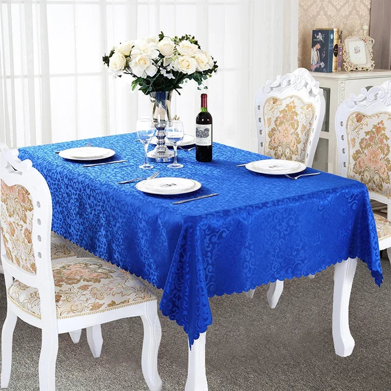 Obbty Luxury Dining Table Protective Cover Eco-Friendly Rectangle Jacquard Tablecloth Fabric For Wedding Restaurant Recycled Modern