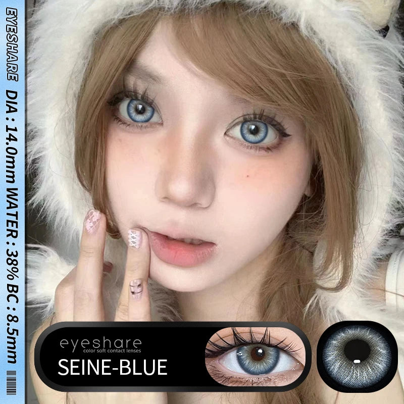 Obbty 1Pair New Color Contact Lenses for Eyes Natural Black Yearly Use Lenses Blue Multicolored Contact Lens Gray Pupils Lens