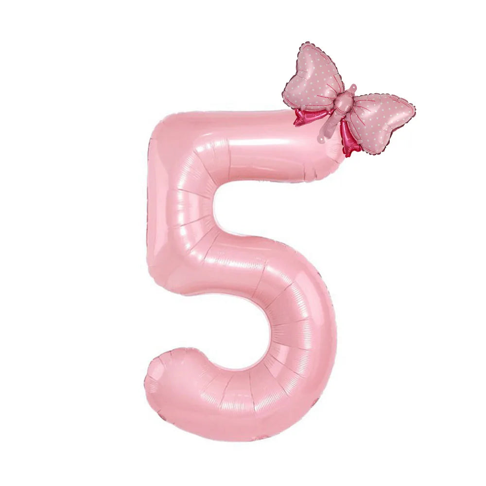 Obbty 40inch Pastel Light Blue Pink Foil Number Balloon With Crown 1 2 3 4 5 6 Boy Girl Birthday Party Baby Shower Wedding Decoration