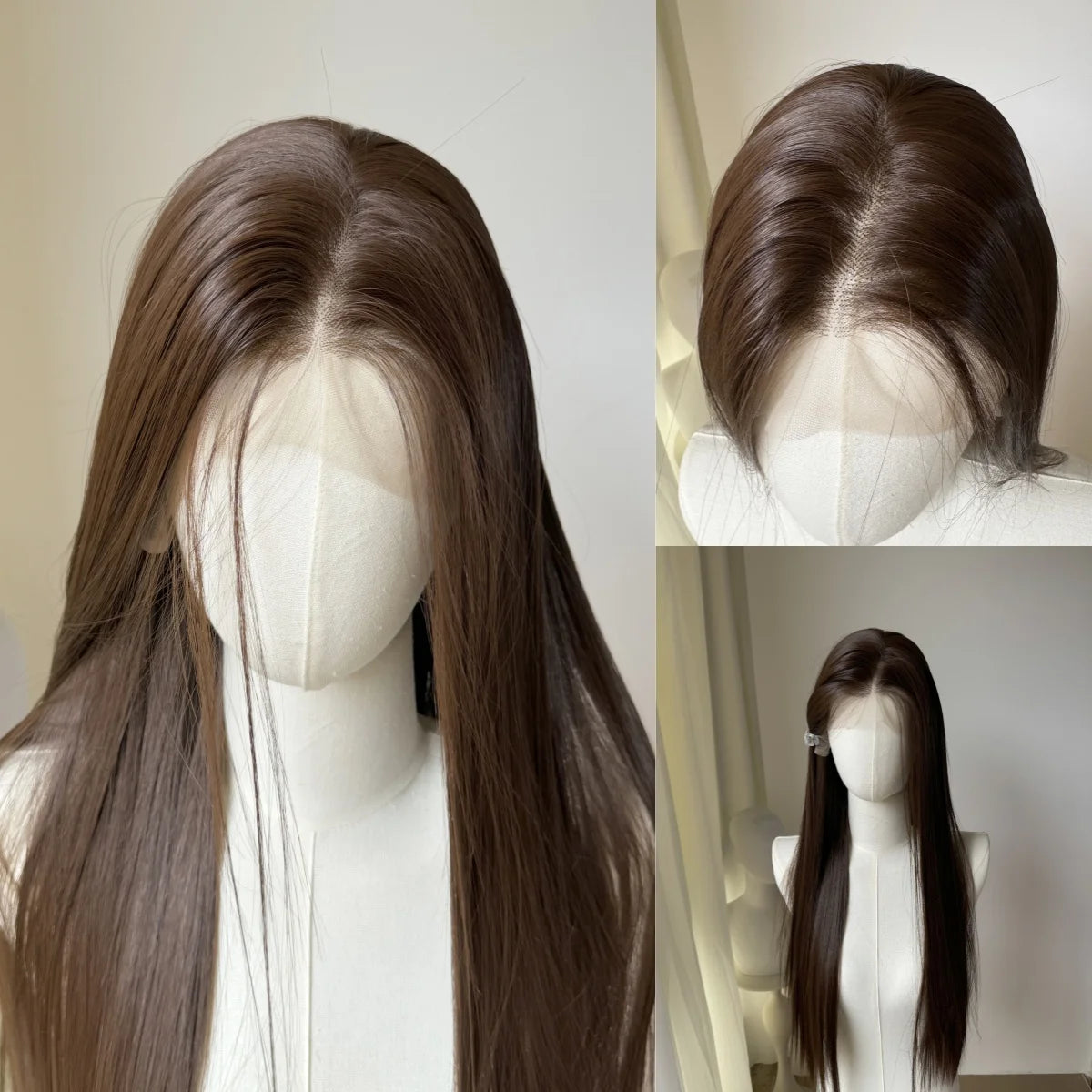 Obbty Brown Wig 13*4 Lace Front Wig for Women Long Straight Hair High Quality Heat Resistant Synthetic Wigs for Daily Use Cosplay