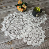 Obbty Luxury White Round Embroidered Tablecloth Coffee Coaster Cotton Napkin Lace Kitchen Placemat Wedding Decoration