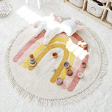 Obbty Round Carpet for Children's Room Mat Home Decor Bedroom Decoration Children Rug Kids Cute Cartoon Tassel Mats Machine Washable