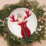 Obbty Christmas Cutlery Holder Knife Fork Spoon Pocket Bag Stars Tree Elk Tableware Cover New Year Xmas Party Dinner Table Decoration