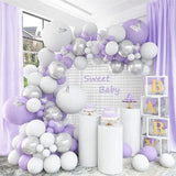 Obbty Macaron Purple Balloons Garland Chain Wedding Birthday Decoration White Macaron Lilac Ballon Arch DIY Baby Shower Decor