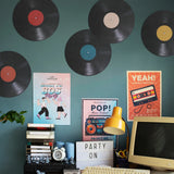 Obbty 8Pcs Vinyl Record Wall Stickers Decors Vinyl Record Decals Music Artistic Vinyl Record Wall Ornaments Restaurant Bar Home Decors