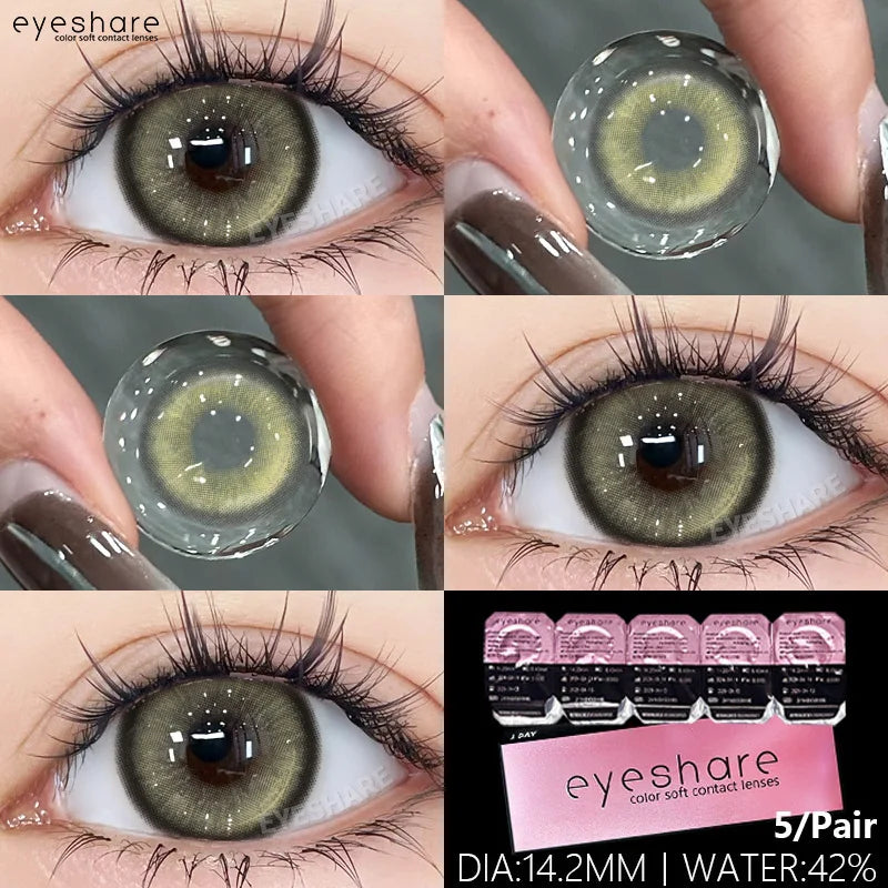 Obbty 1 Day Lens Color Contact Lenses for Eyes 5 Pairs Daily Lens 42% High Water Content Comfortable to Wear Daily Disposable