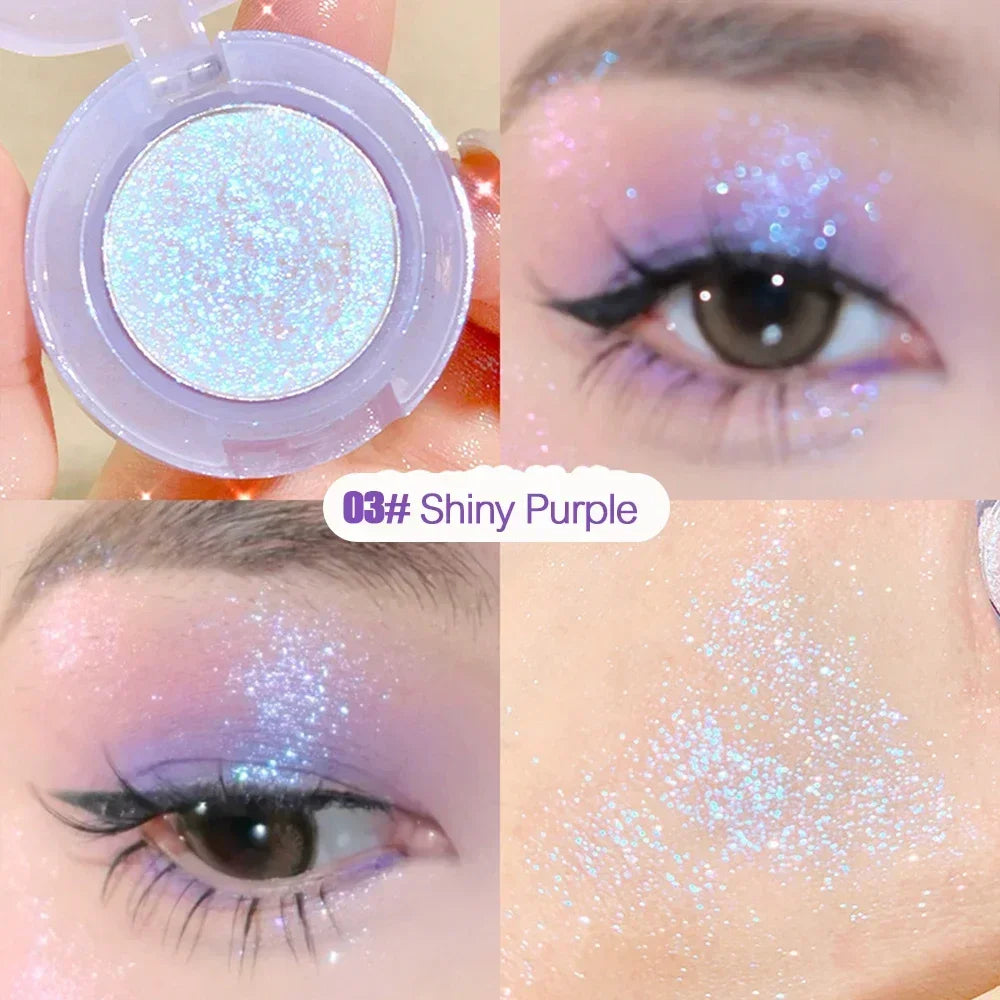 Obbty Diamond Glitter Monochrome Eyeshadow Palette Discoloration Eyeshadow Highlighter Sequins Waterproof Lasting Eyes Makeup Pigments