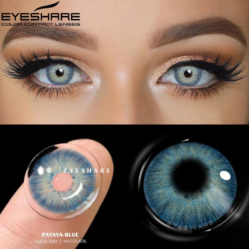 Obbty 1 Pair Color Contact Lenses For Eyes Pattaya Natural Yearly Use Lenses Blue Multicolored Contact Lens Beauty Pupils