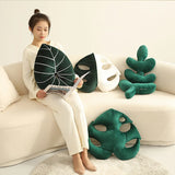 Obbty Nordic Style Green Lifelike Liebm Leaf Plush Pillow Smile Face Plantain leaves Love Shape Nap Sleep Cushion Sofa Decor Gift