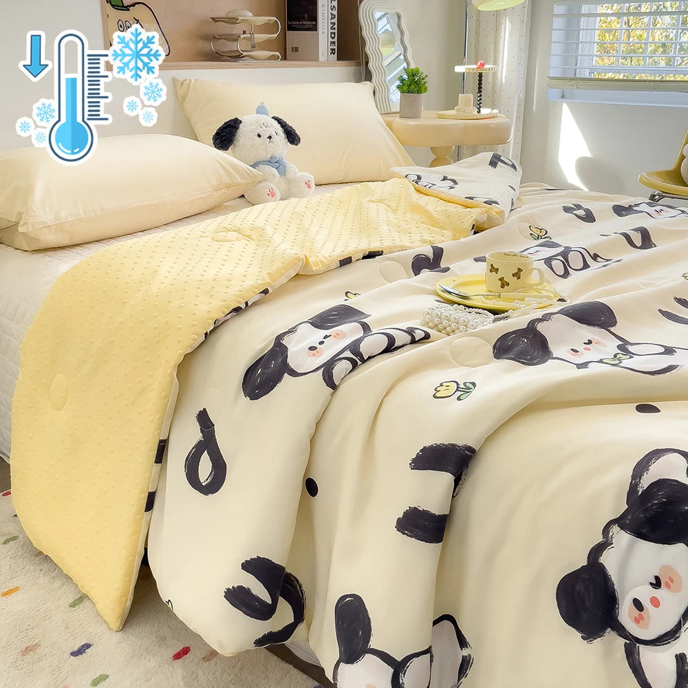 Obbty Antibacterial Bean Velvet Summer Quilt Cool Blanket Air Conditioning Quilt Thin Comforter Single Bed Sofa Cover