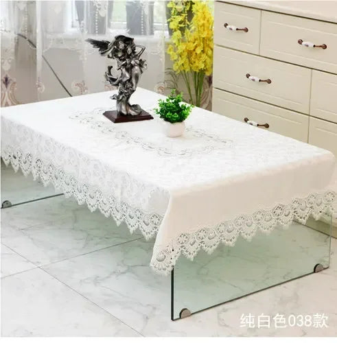 Obbty Fashion Coffee Table Cloth European Lace Tablecloth Rectangular Dining Table Cloths Cover over Embroidery Table Towel