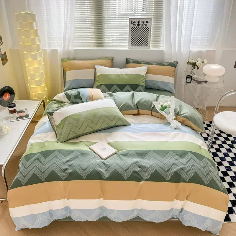 Obbty High-quality Home Pure Cotton Bedding Set 100% Cotton Skin-friendly Queen Duvet Cover Set with Sheets Comforter Cover Pillowcase