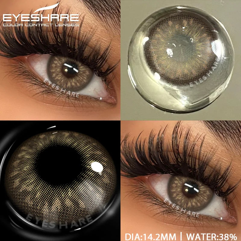 Obbty  1pair Natural Colored Contact Lenses Gray Color Contacts for Eyes Fashion Blue Eyes Contact Yearly Brown Eye Contacts