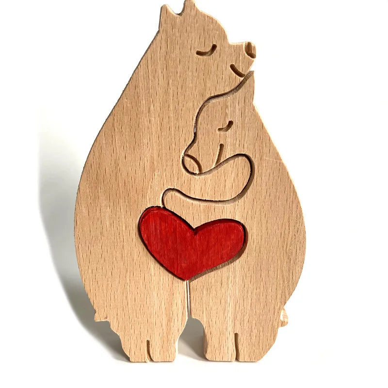 Obbty Cute Animal Dolphins Rabbits Bear Family Theme Art Diy Family Wooden Desktop Ornament Home Deco Mother's Day Gift