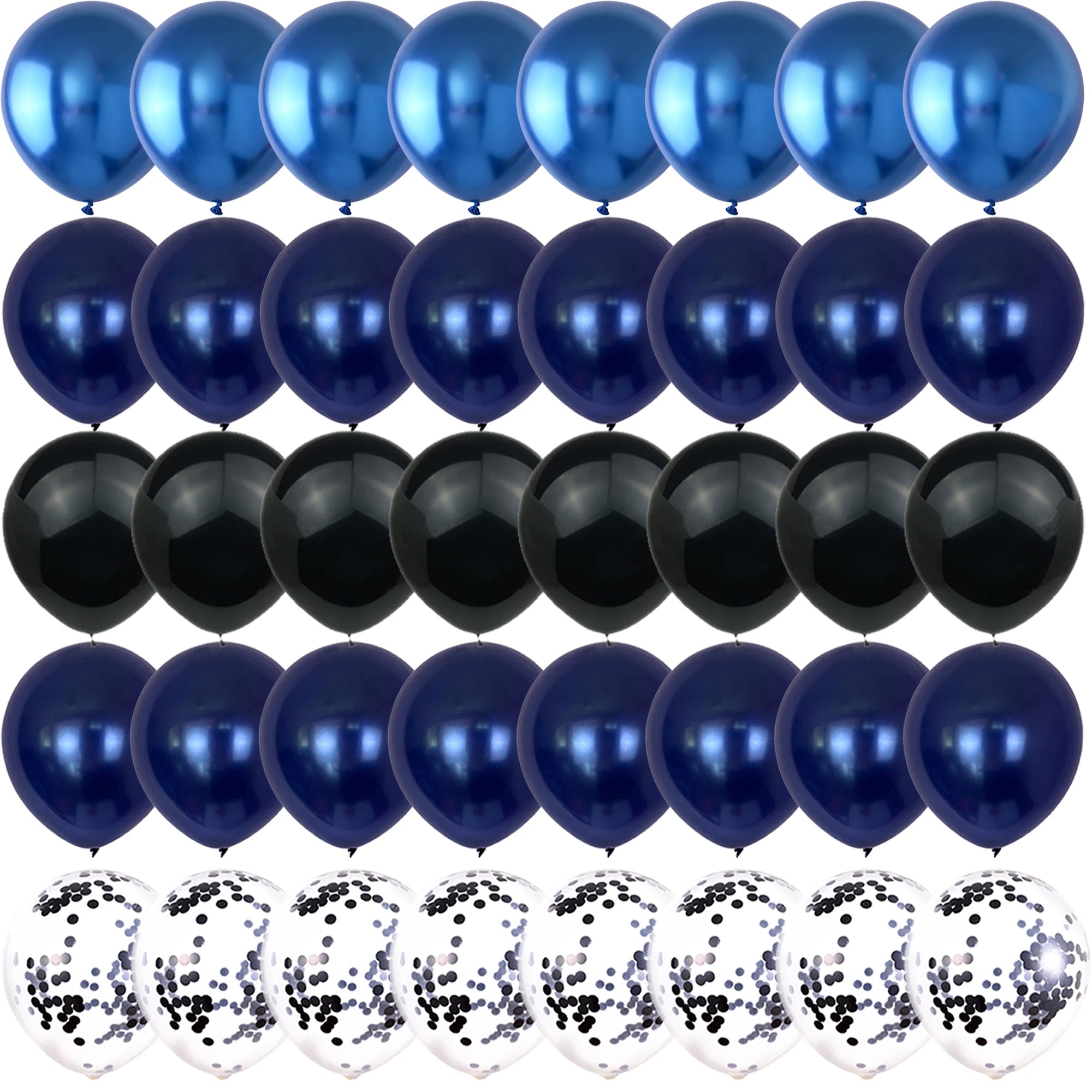 Obbty 40PCS Metal Blue Night Blue Black Balloons Gender Reveal Wedding Valentine's Day Baby Shower Birthday Globos Party Decorations