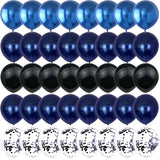 Obbty 40PCS Metal Blue Night Blue Black Balloons Gender Reveal Wedding Valentine's Day Baby Shower Birthday Globos Party Decorations