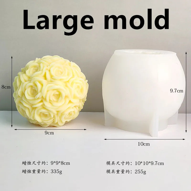 Obbty 3D Large Rose Candle Silicone Mold Valentine's Day Rose Cake Chocolate Silicone Mold Home Decoration Resin Plaster Mold