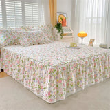 Obbty 1pc 100%Cotton Bed Skirt Queen/King Size Floral Printed  Sheet with Ruffles falda de cama Full Size  Skirt for Single