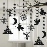 Obbty 6pcs Halloween Hanging Banner Garland Scary Spider Witch Ghost Bat Pendant Ornament Happy Halloween Party Decorations for Home