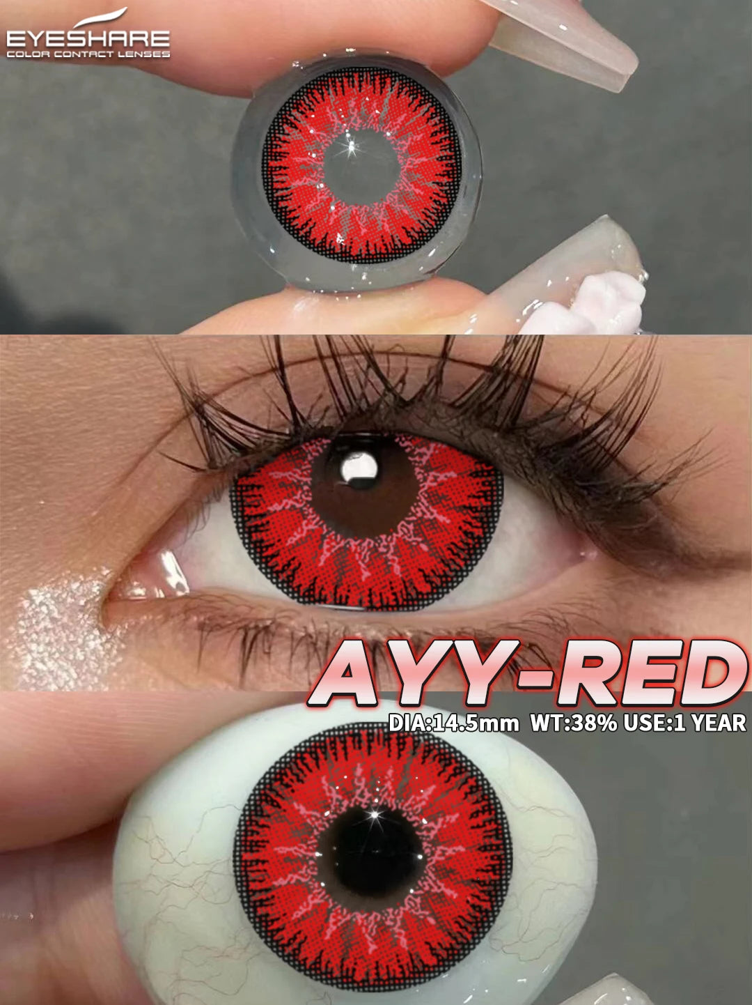 Obbty 1pair Colored Contact Lenses Purple Eye Lenses Yearly Cosplay Red Lenses Cosmetic Contact Helloween Soft Makeup Pupils