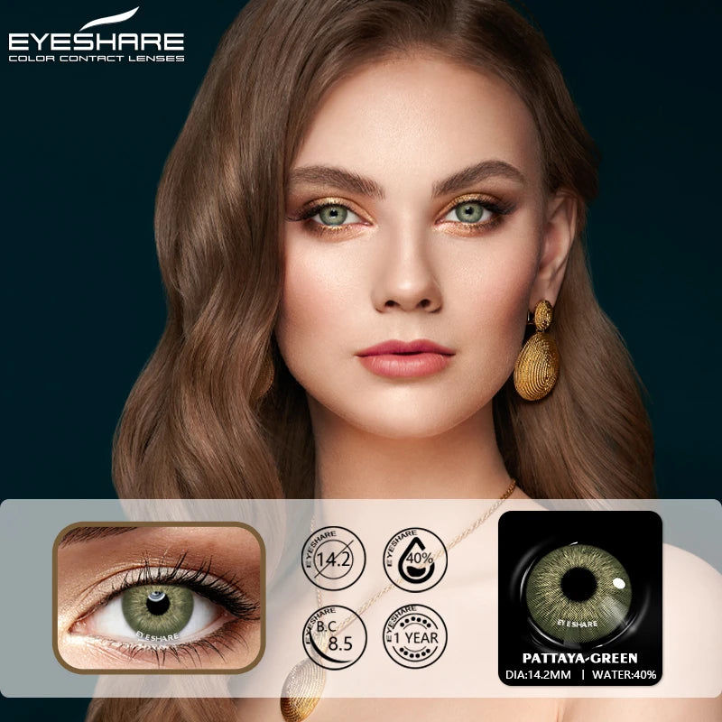 Obbty EYESHARE Colored Contacts Lenses For Eyes 1Pair 2pcs Contacts Beautful Pupils Color Contacts Beauty Makeup Yearly Contact Lens