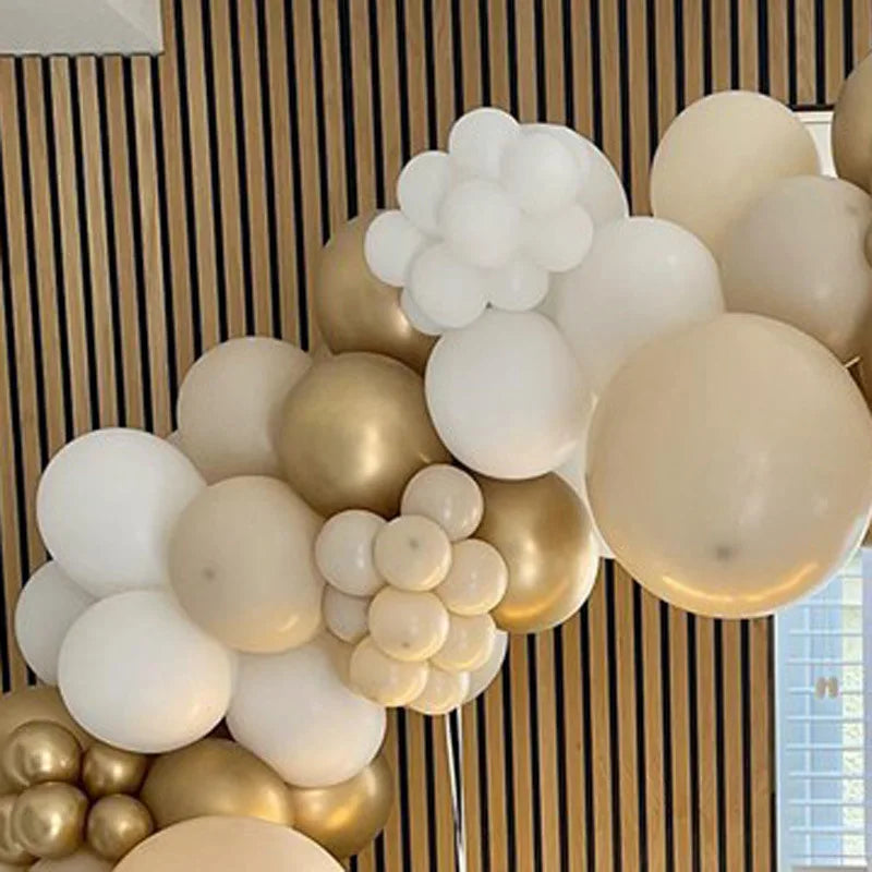 Obbty 1set Sand White Gold Balloon Garland Arch Beige Khaki Balloon Wedding Decoration Baby Shower Balloons Birthday Party Decorations