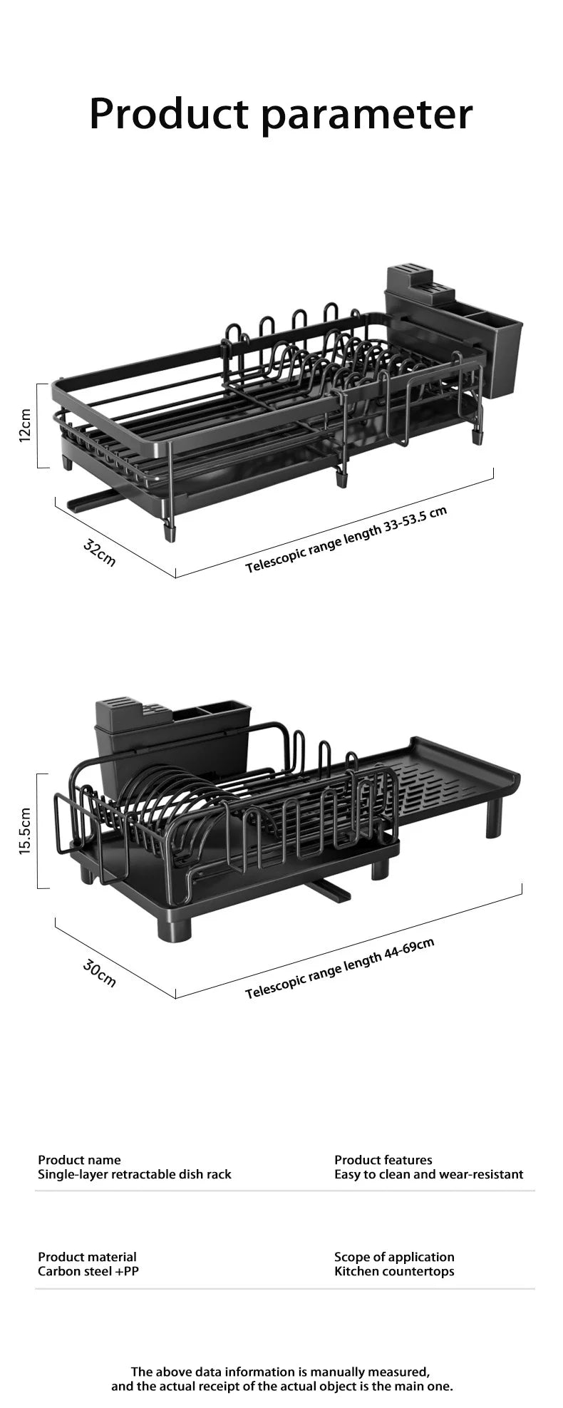 Obbty Multifunctional Dish Rack for Kitchen Counter Large Dish Drainer with Drainboard Storage Rack Kitchen Dish Drying Rack