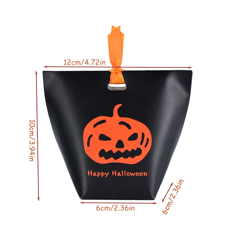 Obbty 10pcs Halloween Candy Gifts Boxes Pumpkin Ghost Trick Or Treat Cookie Snack Packaging Box Xmas Halloween Birthday Present Decors