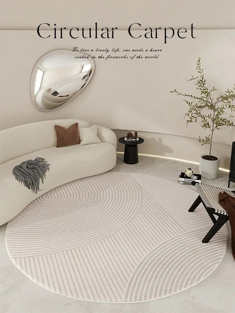 Obbty Nordic Style Living Room Large Area Carpet Round Bedroom Bedside Carpet Minimalist Home Decoration Rug Easy Care Balcony Rugs IG