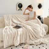 Obbty Soft Fluffy Wide Striped Blankets for Beds Air Conditioner Plush Throw Blanket Winter Bed Linen Sofa Cover Bedspread Blankets