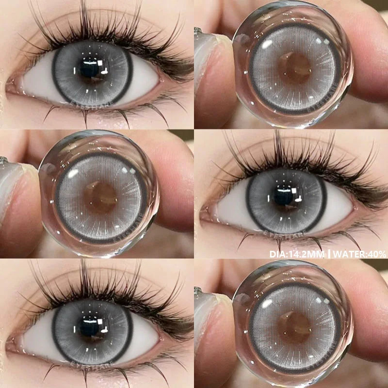 Obbty 1Pair Colored Contact Lenses for Eyes Natural Brown Eye Lenses Gray Pupils Blue Eye Soft Lenses Yearly Green Contacts