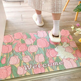 Obbty Welcome Rabbit Entrance Doormat Anti-slip PVC Floor Mats Croppable Entry Porch Hallway Entryway Home Decor Dust Removal Carpet