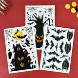 Obbty 3Sheets Halloween Electrostatic Window Sticker Horror castle Tree static Wall Stickers Halloween Party Decoration Home DIY Decal