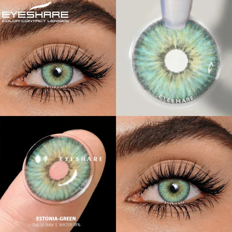 EYESHARE 1pair Myopia Lenses Color Contact Lenses for Eyes With Diopters Prescription Lenses Yearly Green Lenses Blue Eye Lenses