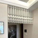 Obbty French Beige Lace Short Curtains for Kitchen Stripe Hollow Half Curtains Short Curtains Living Room/Door Coffee Valance #A385