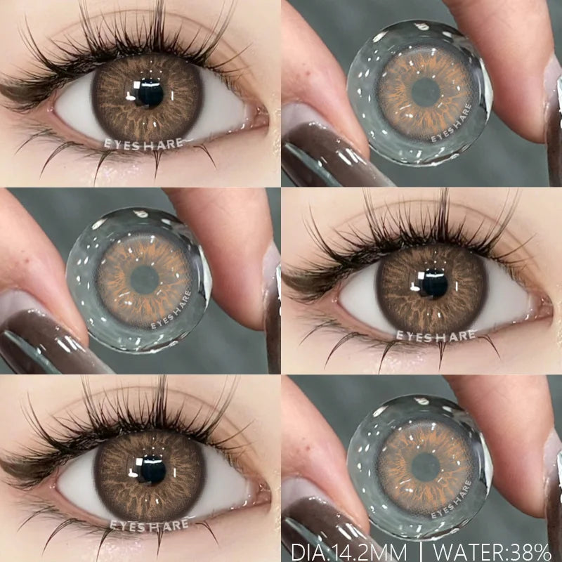 Obbty 1Pair Colored Contact Lenses for Eyes Natural Look Gray Eye Lenses Brown Contacts Blue Lenses Green Eye Lens Yearly