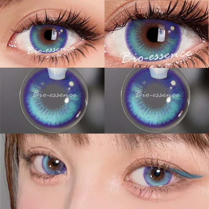 Obbty 1Pair Myopia Lenses Color Contact Lenses for Eyes Lenses With Diopters Prescription Fashion Lenses Blue Eye Lenses