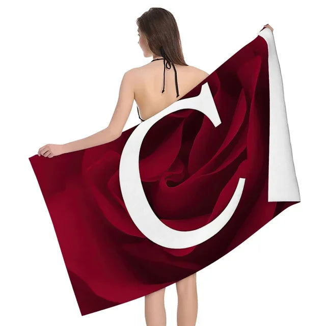 Obbty Home Bath Towels for the Body Towels Bathroom Letters and Flower Quick Drying Microfiber Beach Towel Man and Women Large Sports