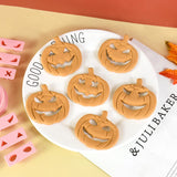 Obbty 13Pcs/Set Halloween Cartoon Cookie Molds Pumpkin Biscuit Fondant Embosser Cutter Mould Halloween Party Pastry Decor Baking Tools