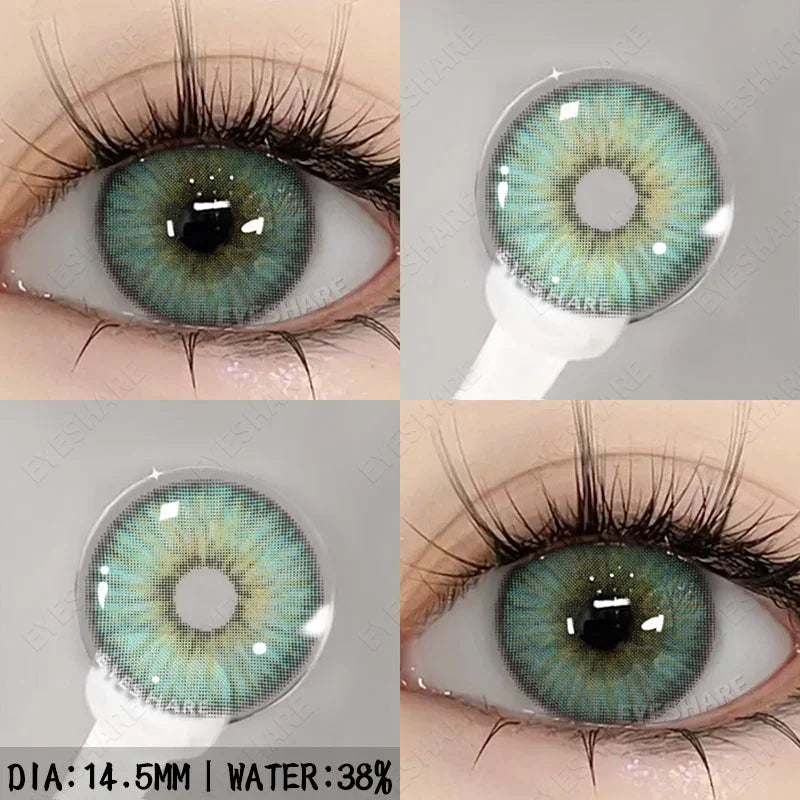 Obbty 2pcs Myopia Color Contact Lenses for Eyes Gray Pupils with Diopters Blue Eye Lenses Brown Natural Lenses Green Eye Lens